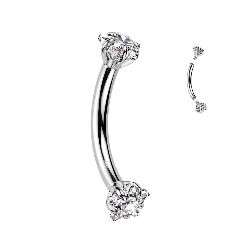 16G Titanium Internally Threaded Curved Barbell (8MM) W/ Star Prong